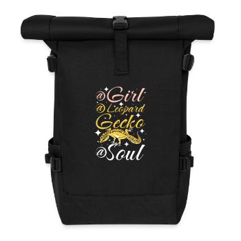 A girl a leopard gecko a soul - Roll Top Backpack - black - Front