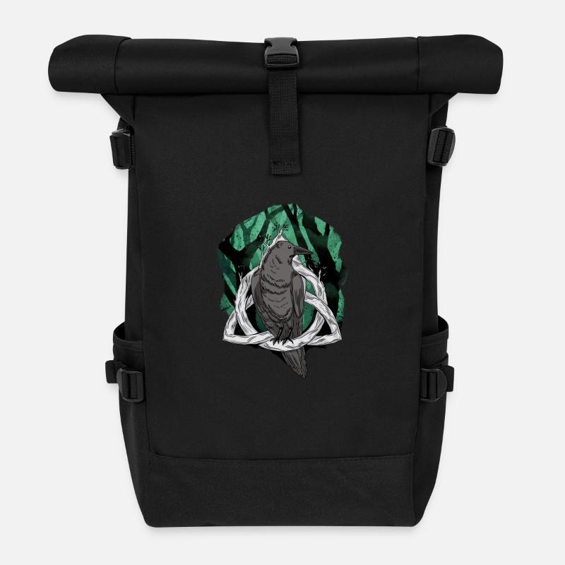 Wald Rabe Raben Krähe Krähen mystisch Vogel - Rolltop Rucksack - Schwarz