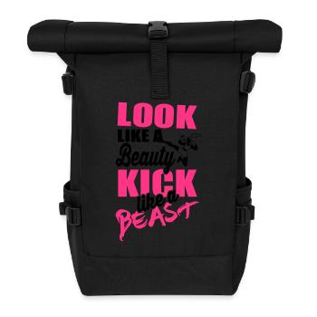 Kick like a beast - Rolltop Rucksack - Schwarz - Vorne