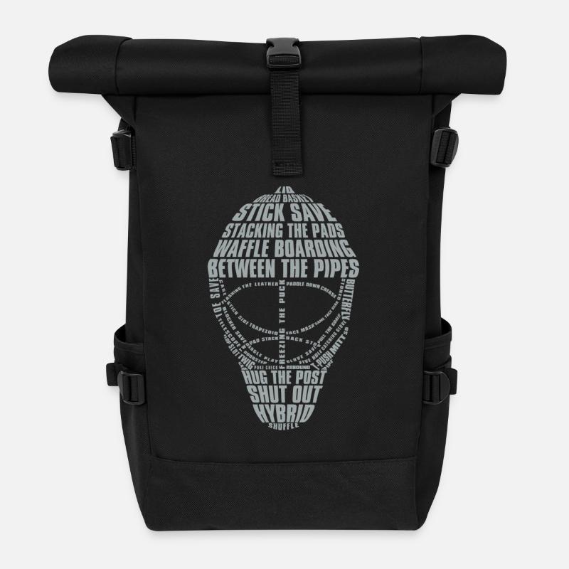 Hockey Goalie Mask (light colour design) - Roll Top Backpack - black