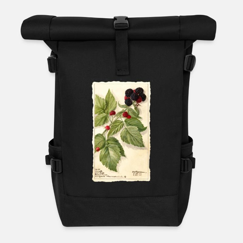 brombeeren garten rot beeren illustration vintage - Rolltop Rucksack - Schwarz
