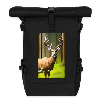 Cool Comic Portrait of a wild fallow deer majestic - Roll Top Backpack - black - Front