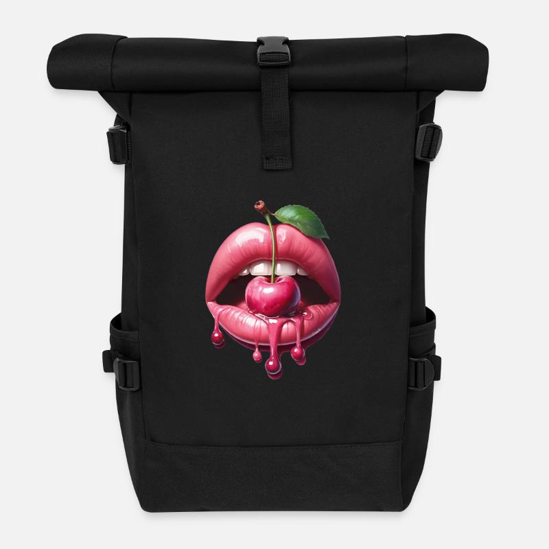 bouche cerise - Sac à dos roll top - noir