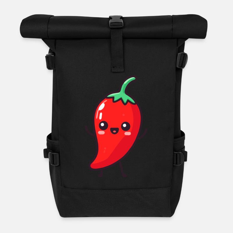 Glücklicher Peperoni - Rolltop Rucksack - Schwarz