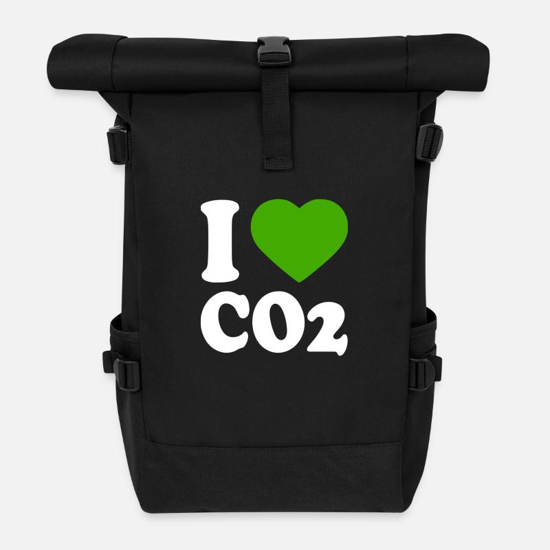 I love co2 - Rolltop Rucksack - Schwarz