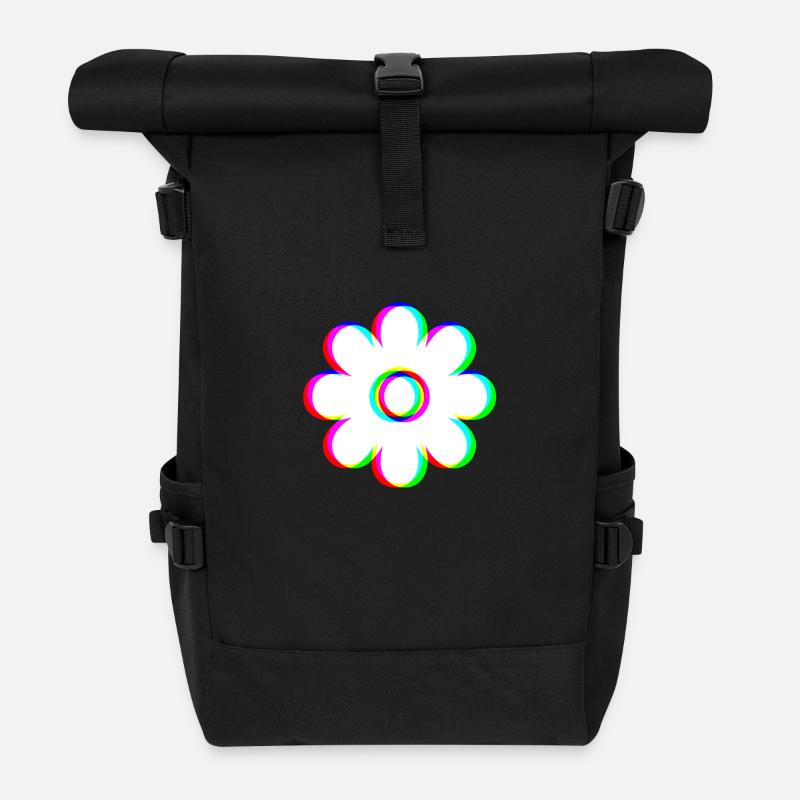 EDM Trikolor - Blüte 2 - Glitch - Rave Stil - Rolltop Rucksack - Schwarz