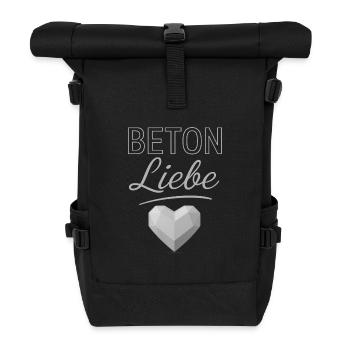 Beton Liebe mit Herz - Rolltop Rucksack - Schwarz - Vorne