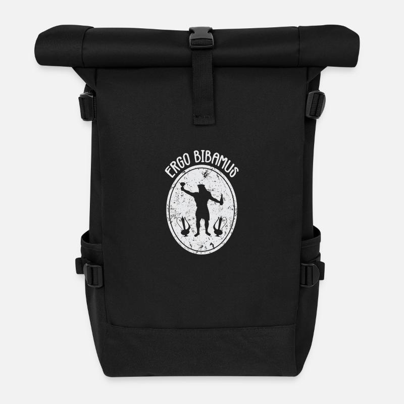 Latein - Ergo Bibamus - Rolltop Rucksack - Schwarz