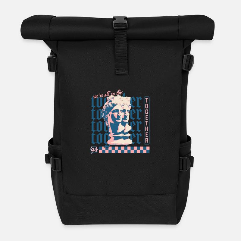 Mixed Media Statue - Rolltop Rucksack - Schwarz