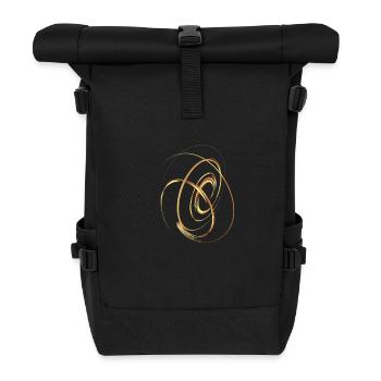 Golden Spiral Galaxy – Elegant Movement - Roll Top Backpack - black - Front