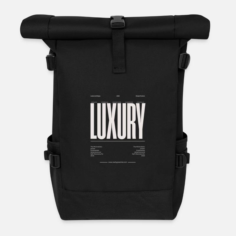 Luxus Großbuchstaben Typografie - Rolltop Rucksack - Schwarz