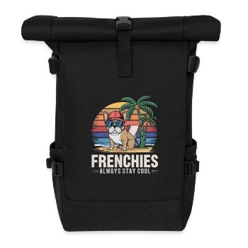 Bouledogue français Frenchie cool sur la plage - Sac à dos roll top - noir - Devant