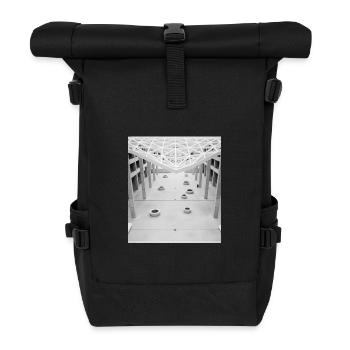 Geometic Atrium Black and White - Roll Top Backpack - black - Front