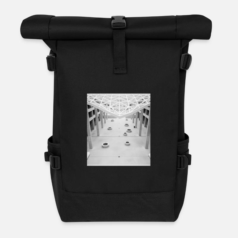 Atrium géométrique noir et blanc - Sac à dos roll top - noir