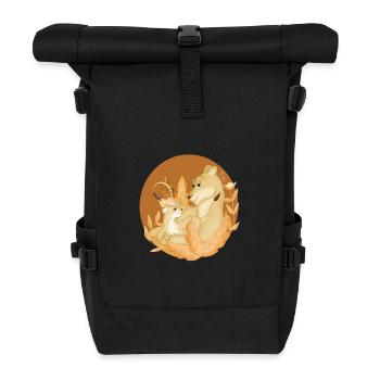 Löwin und Löwenjunges - Rolltop Rucksack - Schwarz - Vorne