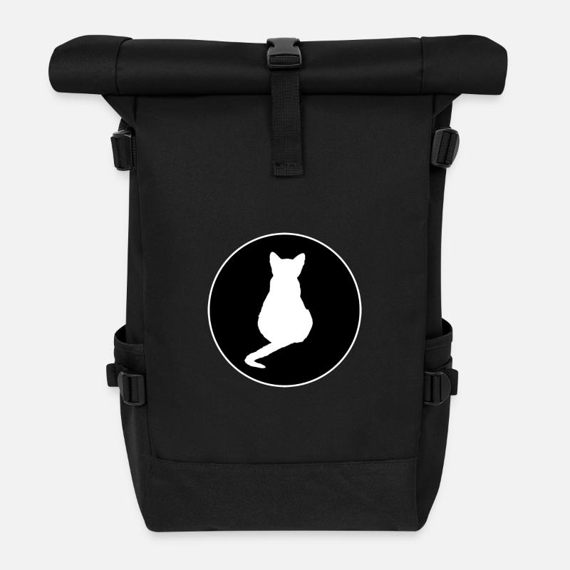Katze Katze schwarze Katze Silhouetten - Rolltop Rucksack - Schwarz