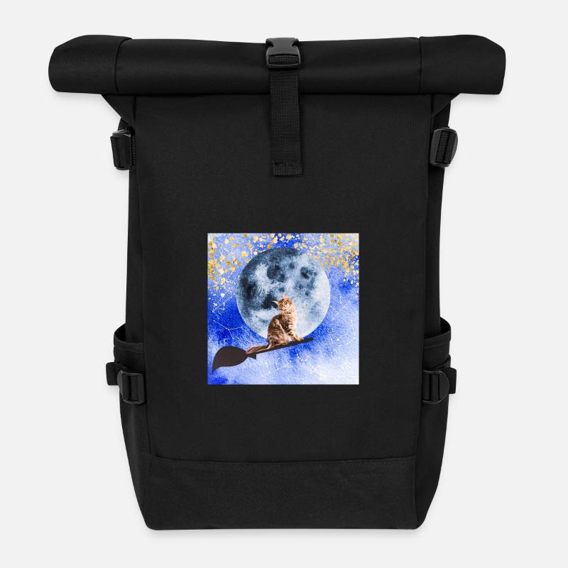 Chat sorcier - Sac à dos roll top - noir