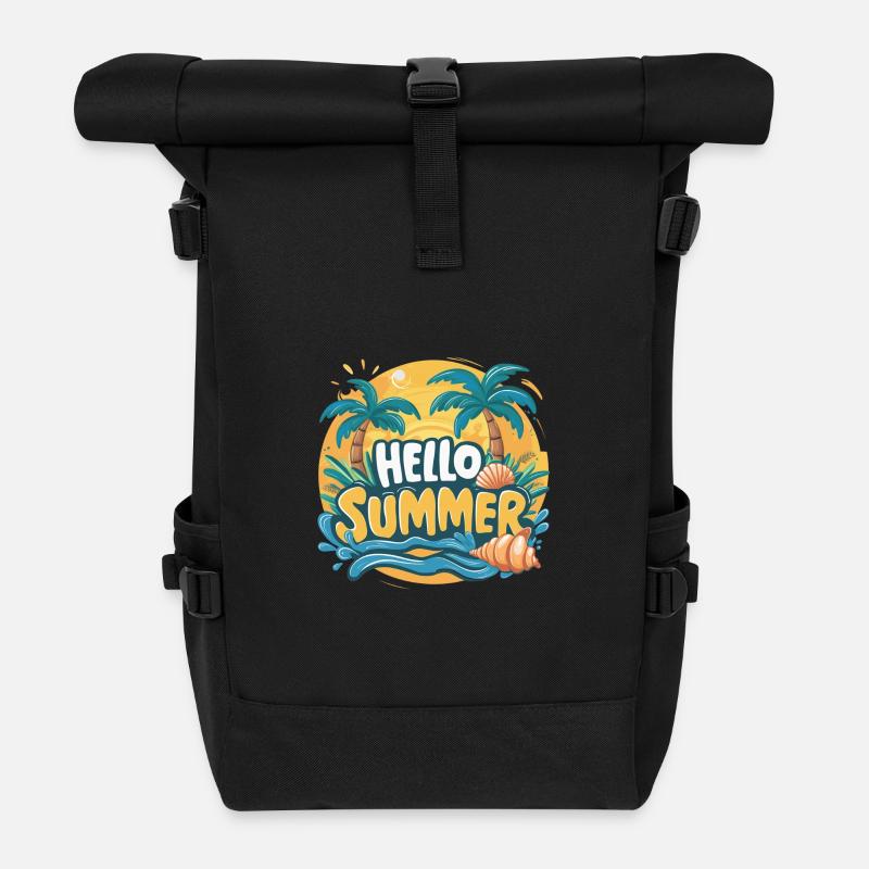 Dazzling elegance HELLO SUMMER - Roll Top Backpack - black