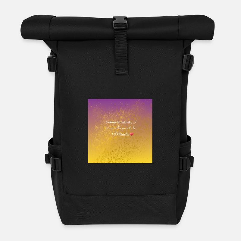 I am a Magnet for positivity - Roll Top Backpack - black