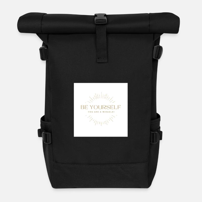 Be you, you are a miracle! - Roll Top Backpack - black