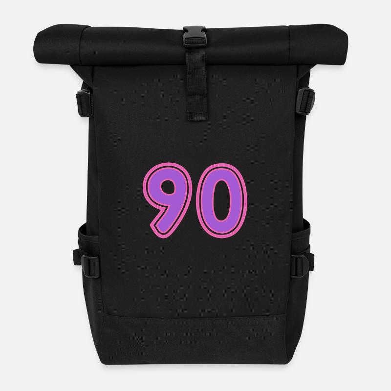 90. 90 ANS. 90e ANNIVERSAIRE. ANNIVERSAIRE 90 ANS. - Sac à dos roll top - noir