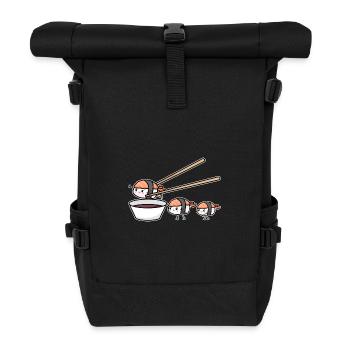Sushi Lover Happy Flying Sushi - Rolltop Rucksack - Schwarz - Vorne
