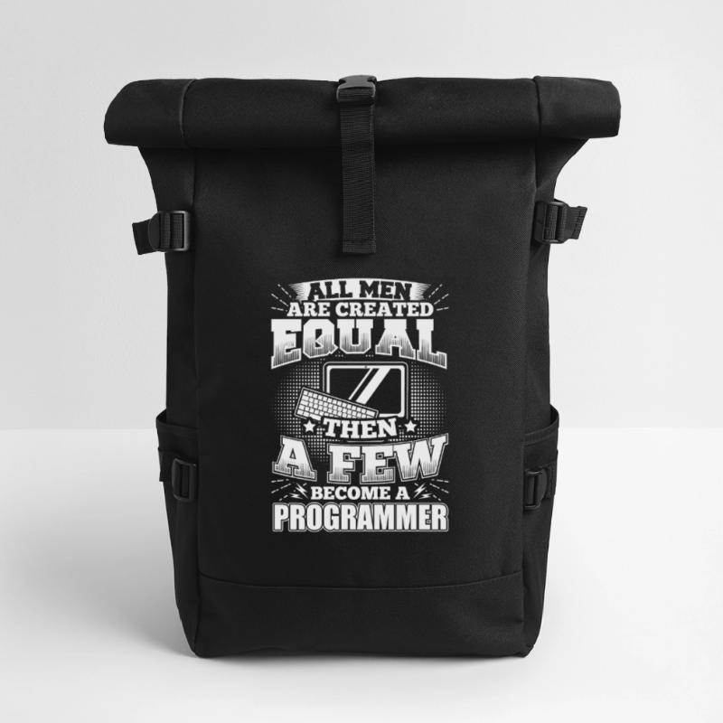 Funny Developer Programmer Shirt All Men Equal Roll Top Backpack