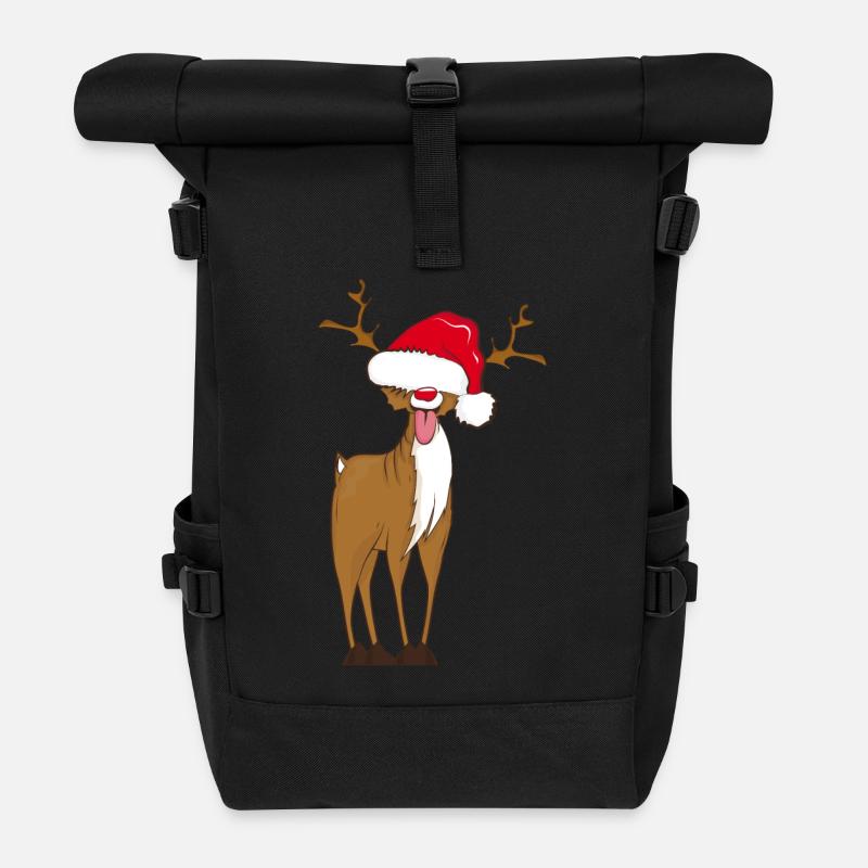 A naughty reindeer - Roll Top Backpack - black