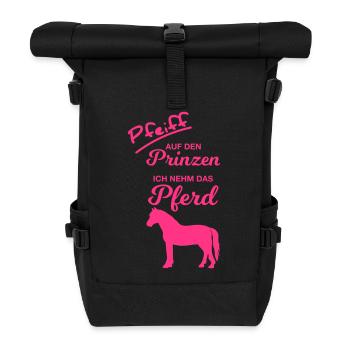 Pfeiff auf den Prinzen Ich nehm das Pferd reiten - Rolltop Rucksack - Schwarz - Vorne
