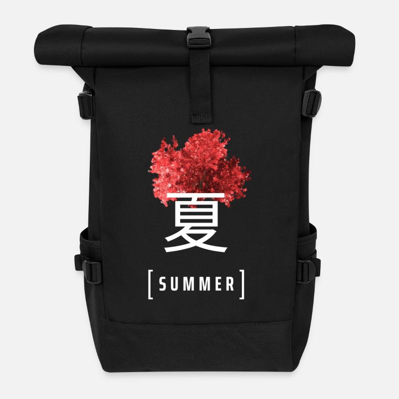 NATSU - SUMMER - SOMMER - JAPANISCH - Rolltop Rucksack - Schwarz