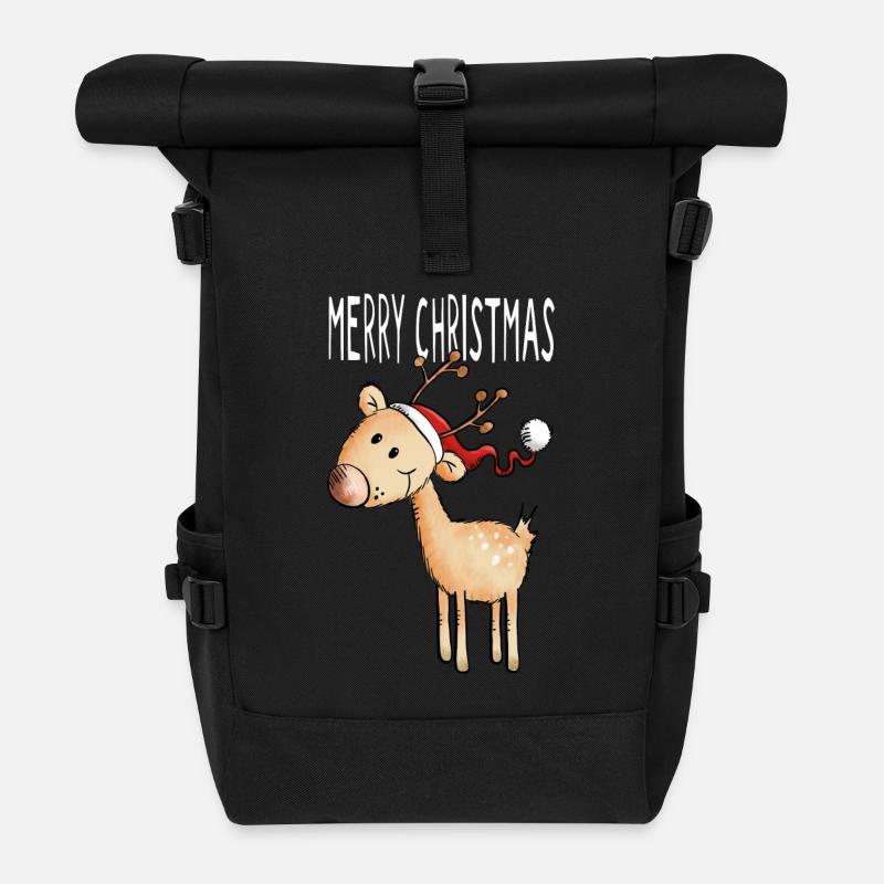 Merry Christmas Renne - Sac à dos roll top - noir