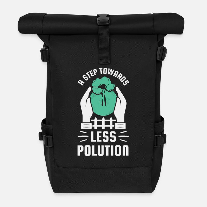 Step towards less pollution - Roll Top Backpack - black