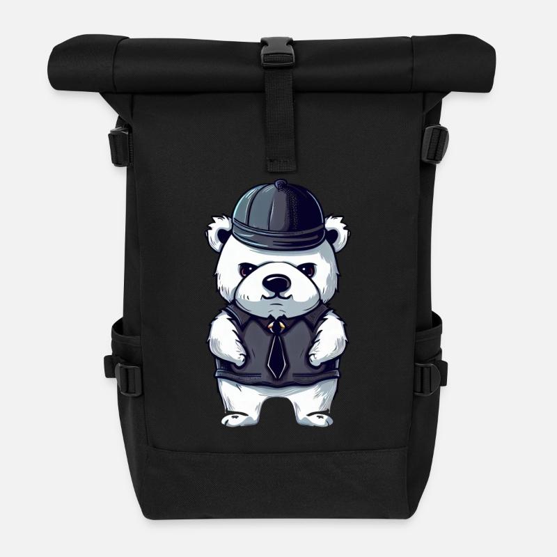 Cool Gangster Polar Bear - Roll Top Backpack - black