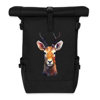 Deer and Roe Deer Polygon Art Design - Sac à dos roll top - noir - Devant