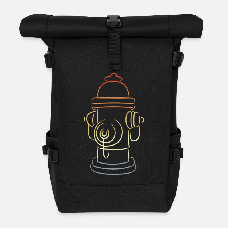 Retro Feuerhydrant - Rolltop Rucksack - Schwarz