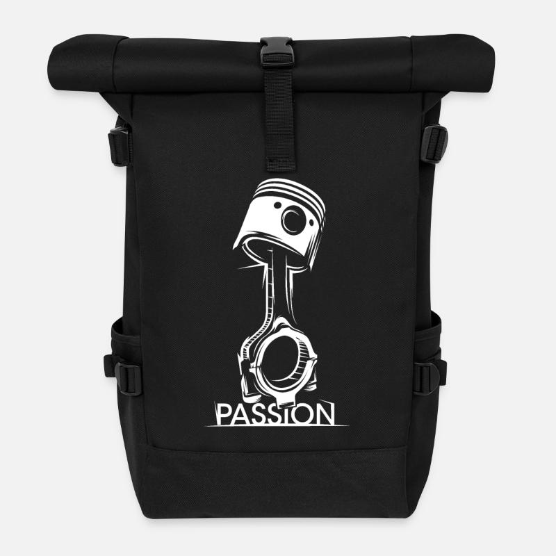 Piston Tuner Passion Auto Racing Motor icône Logo - Sac à dos roll top - noir