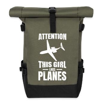 Cette fille aime les avions - Sac à dos roll top - olive/noir - Devant