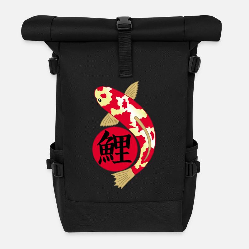 Poisson japonais et manga - Sac à dos roll top - noir