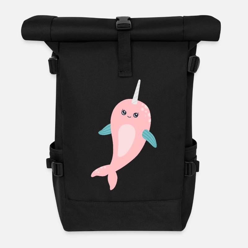 Sea Unicorn Narwhal - Roll Top Backpack - black