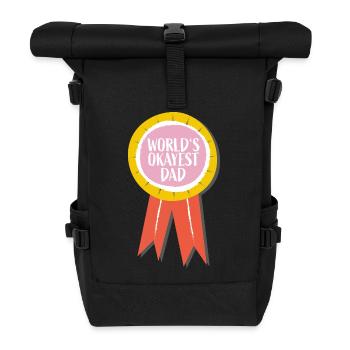 Lustiges Vater-Abzeichen– World's Okayest Dad - Rolltop Rucksack - Schwarz - Vorne