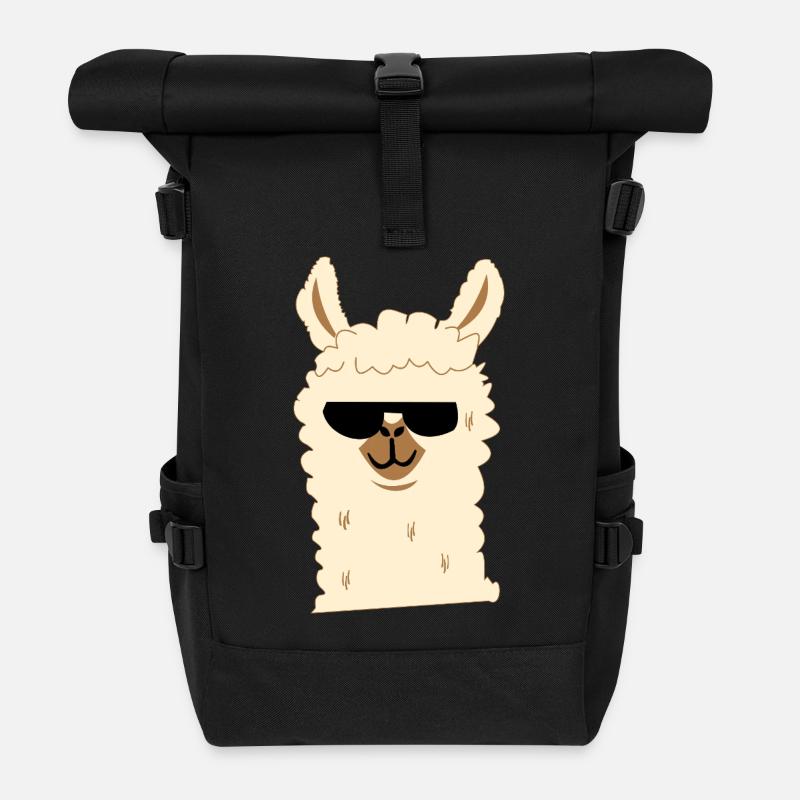 Lama mit Sonnenbrille - Rolltop Rucksack - Schwarz