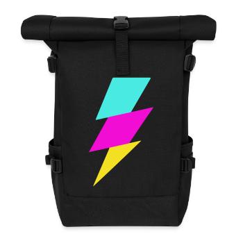 Rayon abstrait aux couleurs néon - Sac à dos roll top - noir - Devant