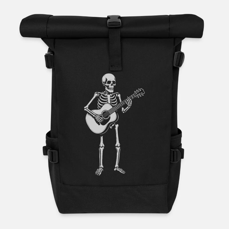 Skeleton jouant de la guitare dans un groupe de rock - Sac à dos roll top - noir