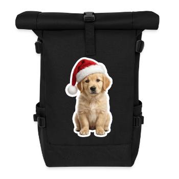 Cute Retriever puppy loves Christmas - Roll Top Backpack - black - Front