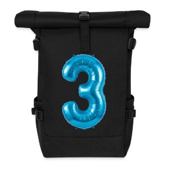 3. Geburtstag Shirt, Blauer Ballon Helium - Rolltop Rucksack - Schwarz - Vorne