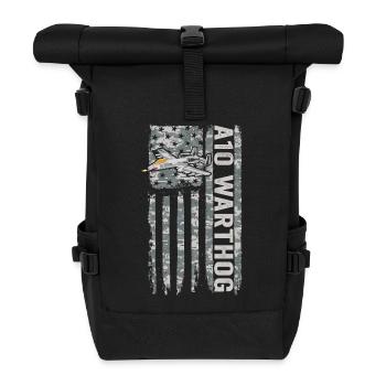 A-10 Warthog American Flag Military Camouflage - Roll Top Backpack - black - Front