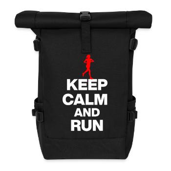 KEEP CALM AND RUN! JOGGING RACING SPORT FIT white - Roll Top Backpack - black - Front