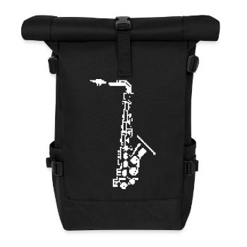 Saxophone Pixel Art - Roll Top Backpack - black - Front