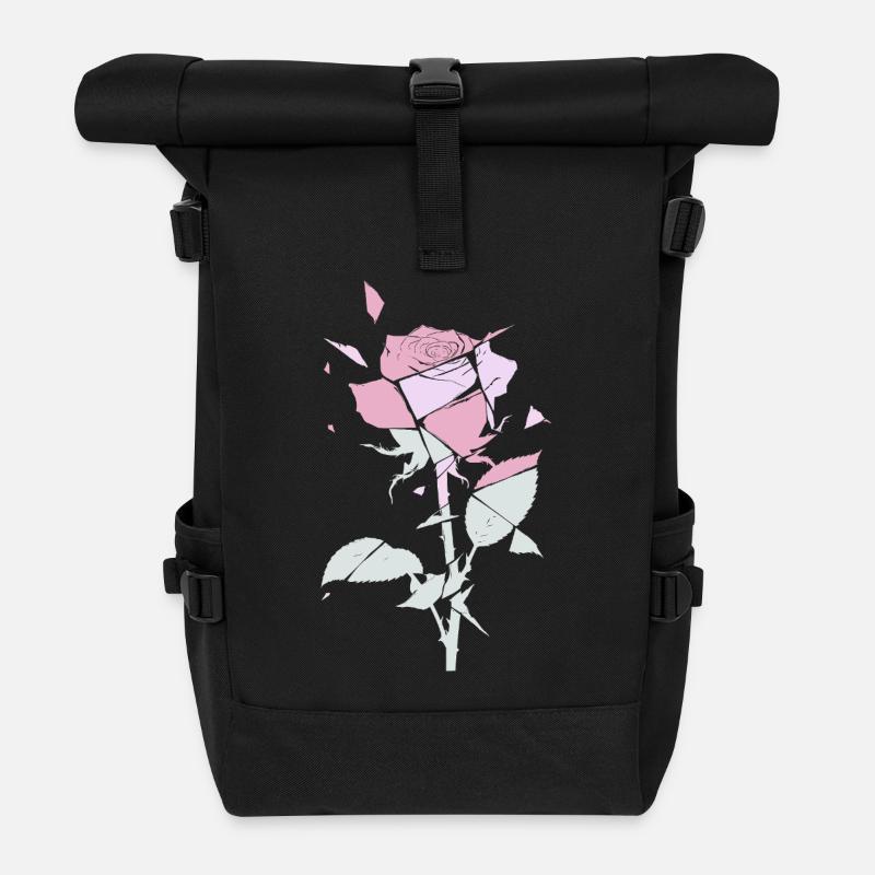 Pastellfarbene Rose Fragmente - Rolltop Rucksack - Schwarz