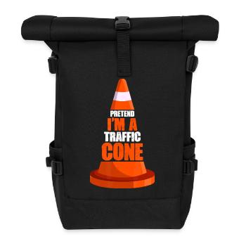Verkehrskegel-Wortspiel-Illustration - Rolltop Rucksack - Schwarz - Vorne